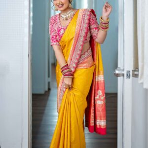 YELLOW SILK DESIGNER SAREE