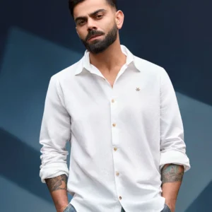 Solid Linen Blend Shirt | White