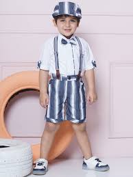 Kids Boys Light Blue Solid Cotton Blend Dungaree